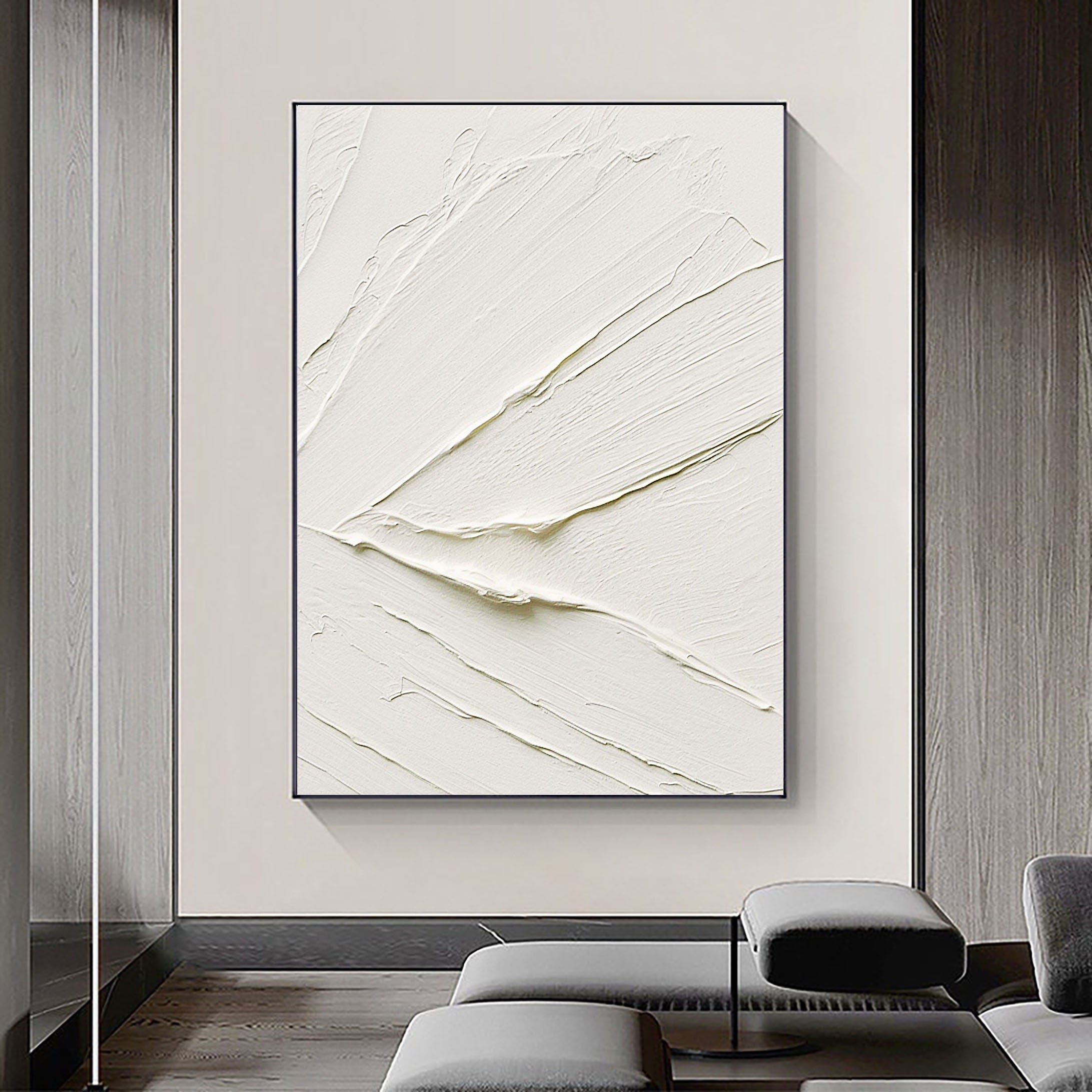 Peinture abstraite minimaliste blanche #CXA 004