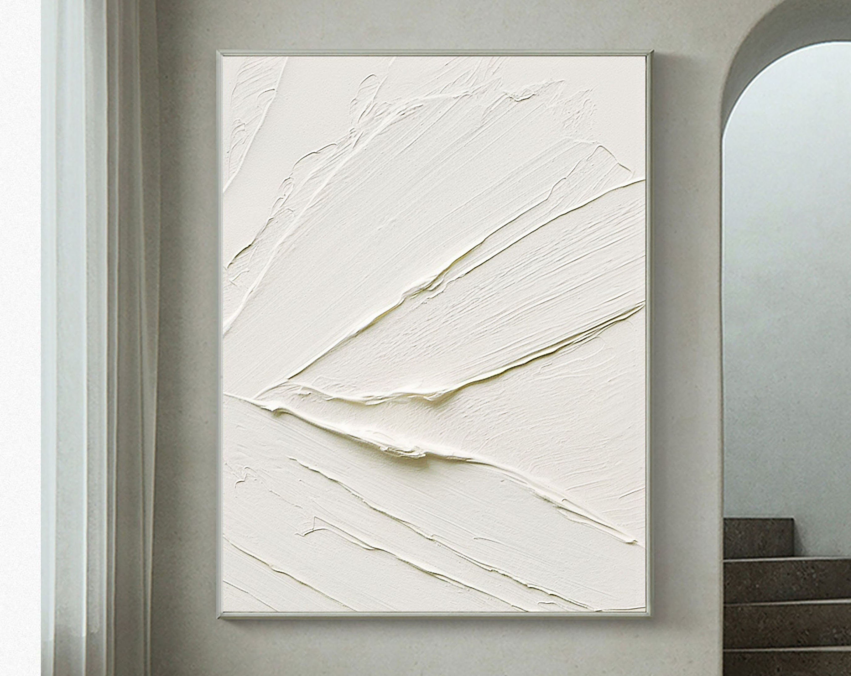 Peinture abstraite minimaliste blanche #CXA 004