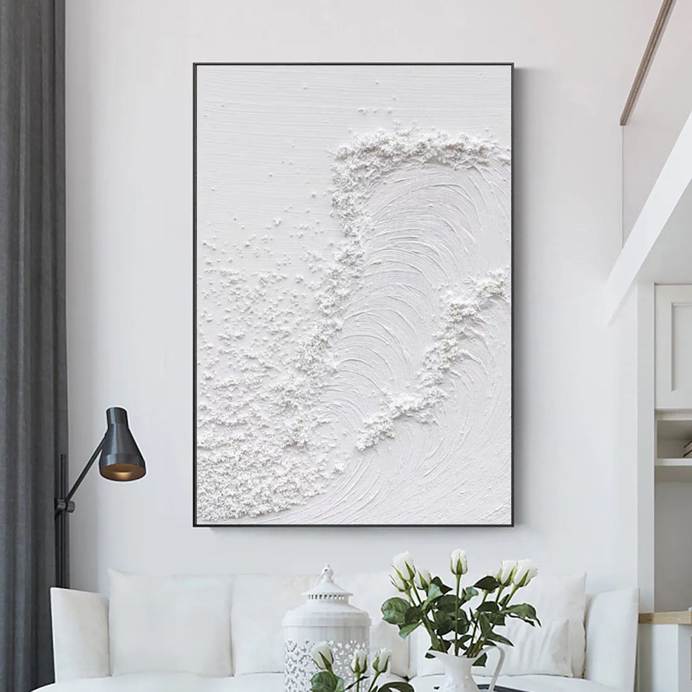 Peinture abstraite minimaliste blanche #CXA 002