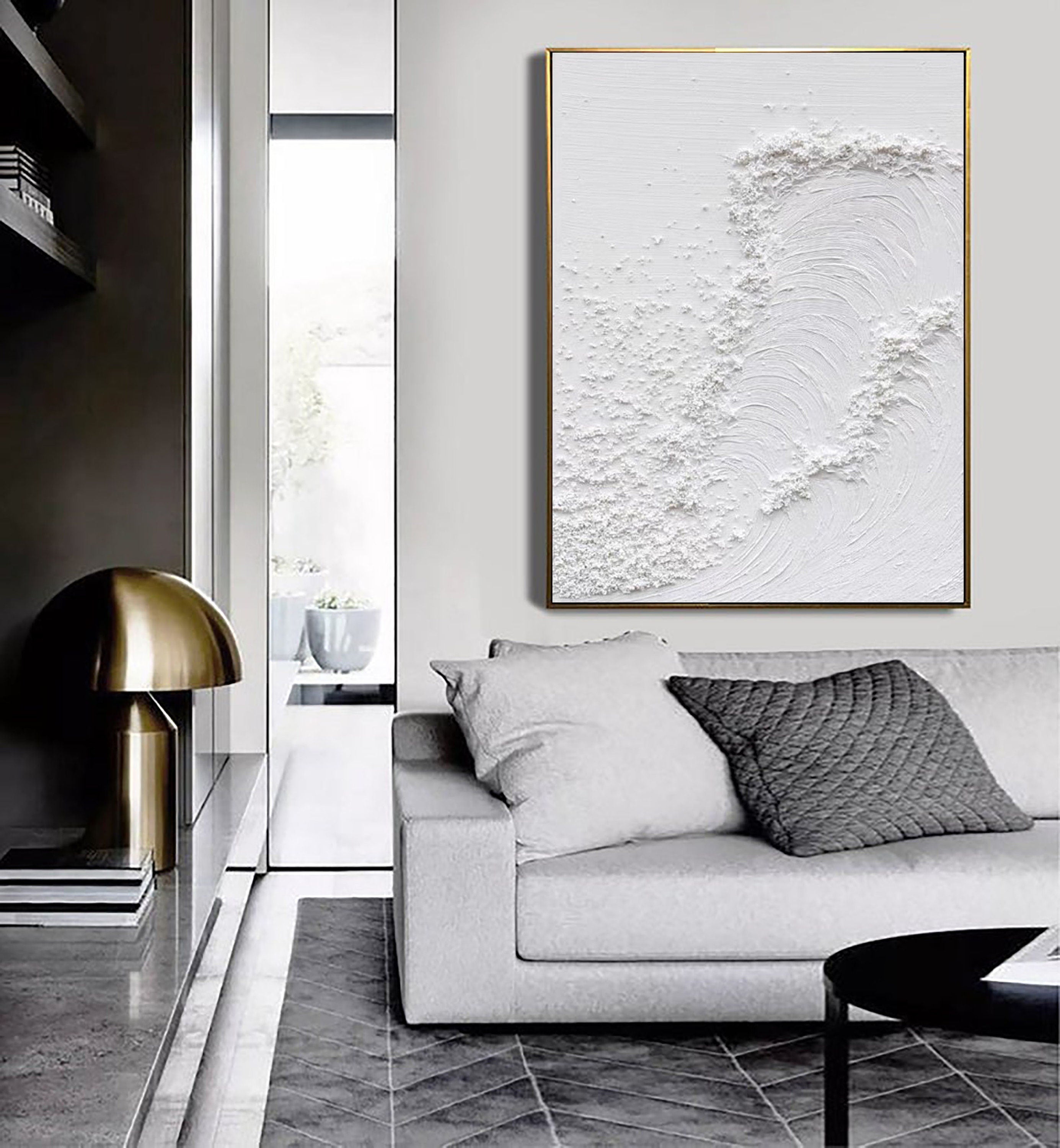 Peinture abstraite minimaliste blanche #CXA 002