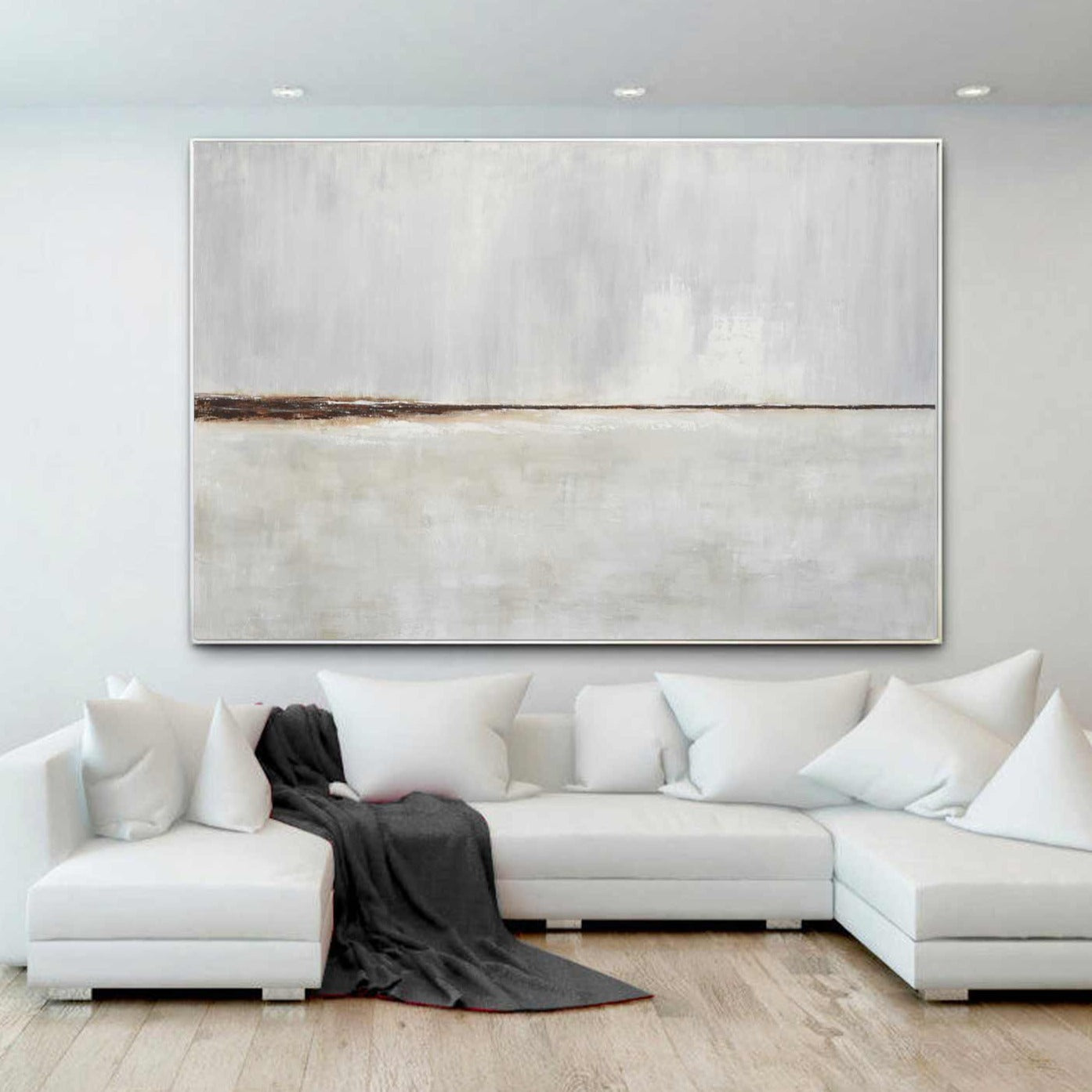 Art d’horizon minimaliste abstrait original « Réflexions calmes »