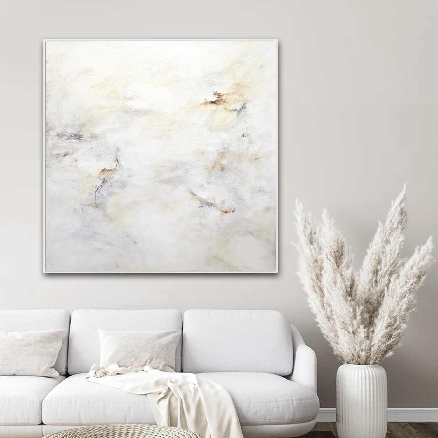 Uncluttered Minimal Neutrals Abstract Painting Beige "Come Around"