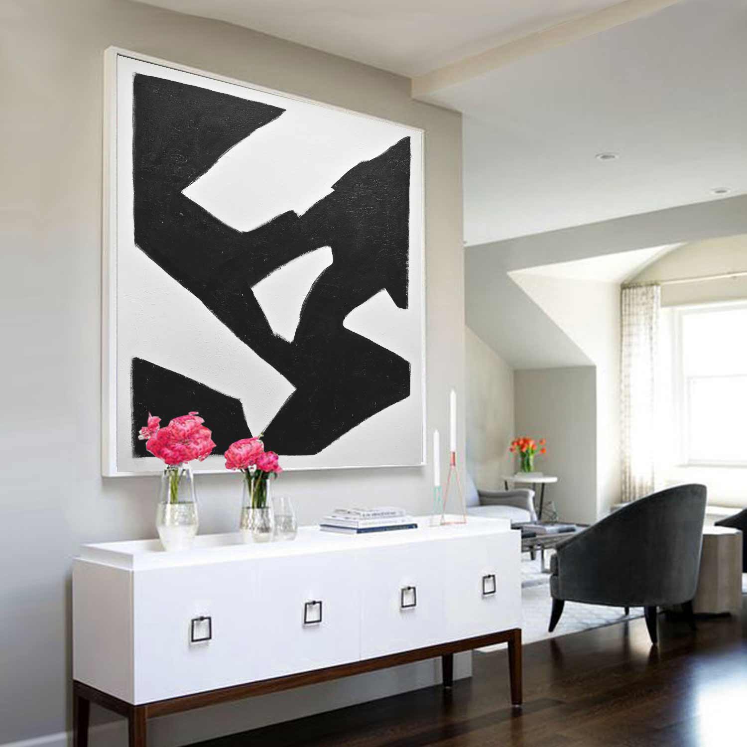 Black And White Abstract Expressionist Painting "Elevate"