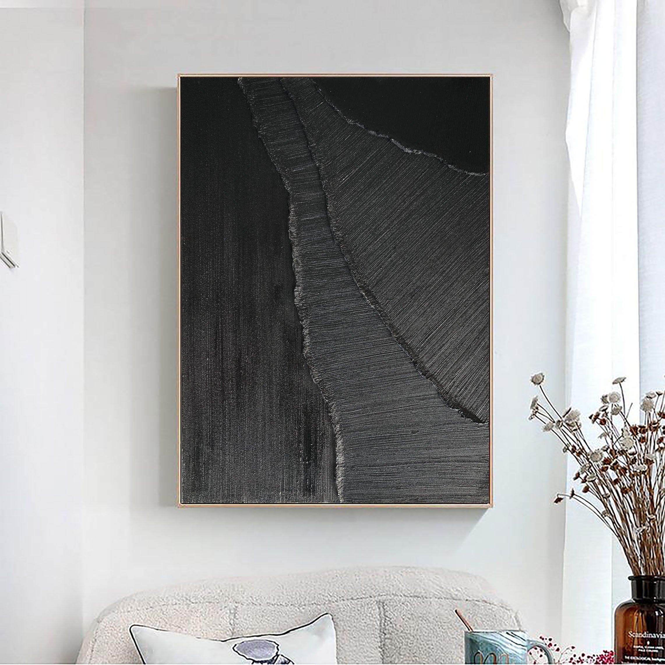 Peinture abstraite minimaliste noire #AVG 002