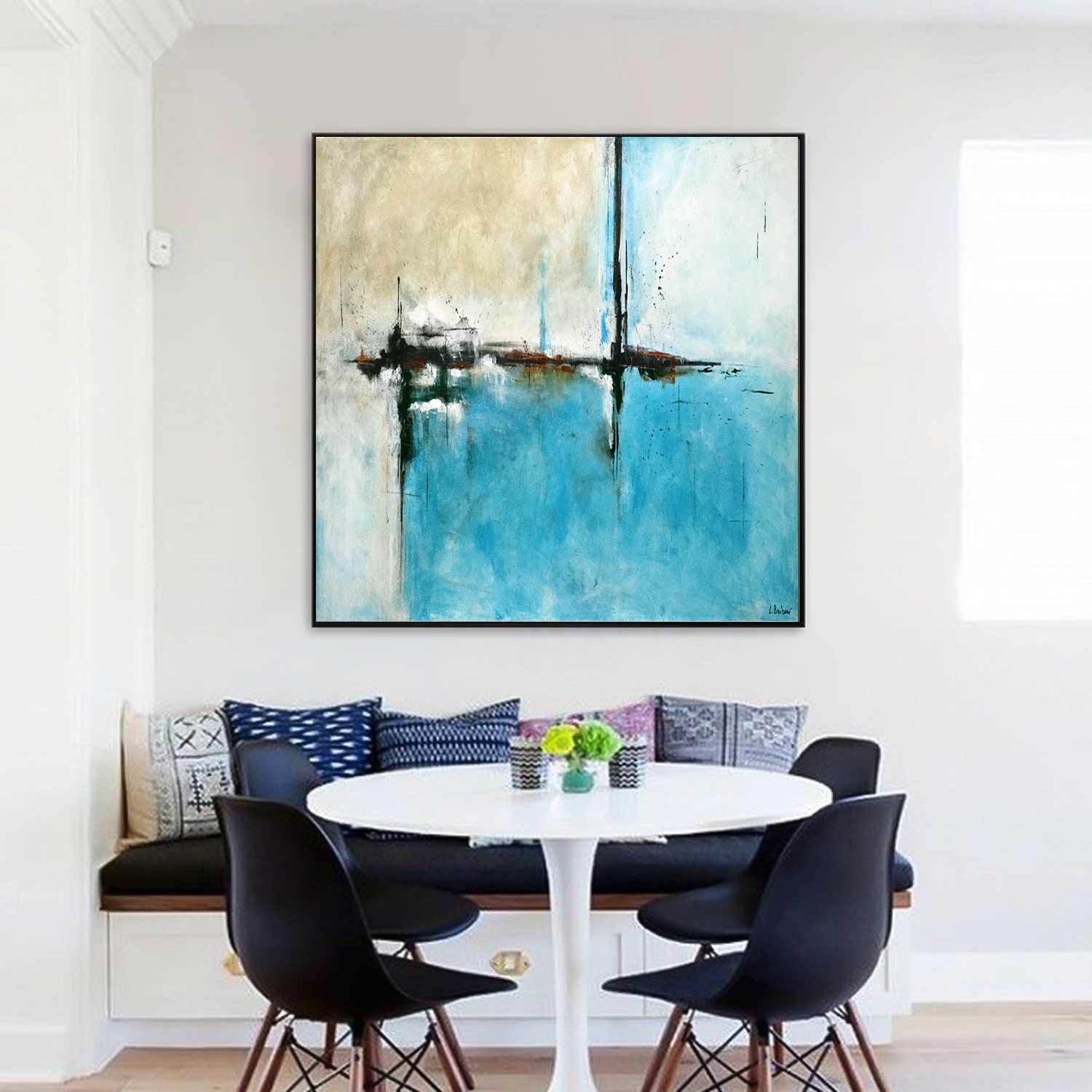 Turquoise Original Abstract Large Painting "Daydreamer"