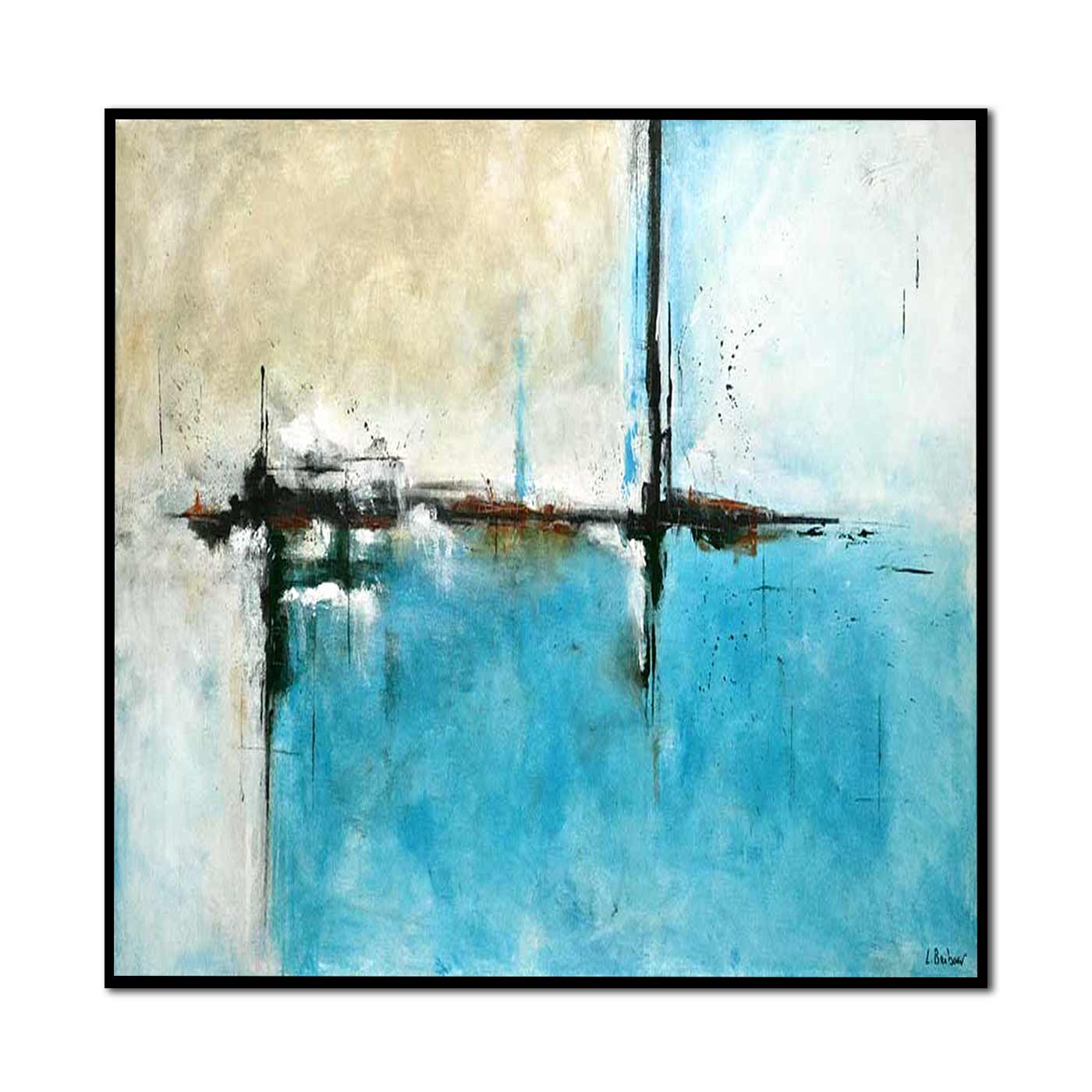 Turquoise Original Abstract Large Painting "Daydreamer"