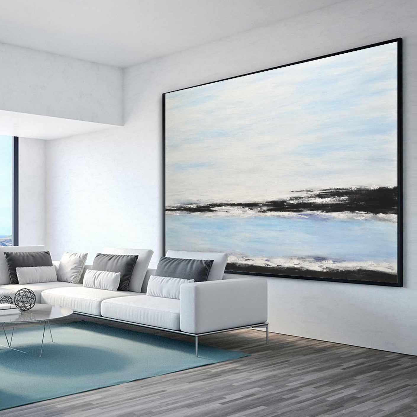 Blue Seascape Horizon Painting "Timeless Waters"