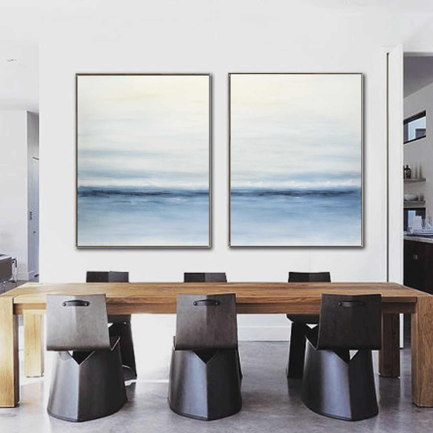 Set of 2 Large Abstract Paintings "New Horizons"
