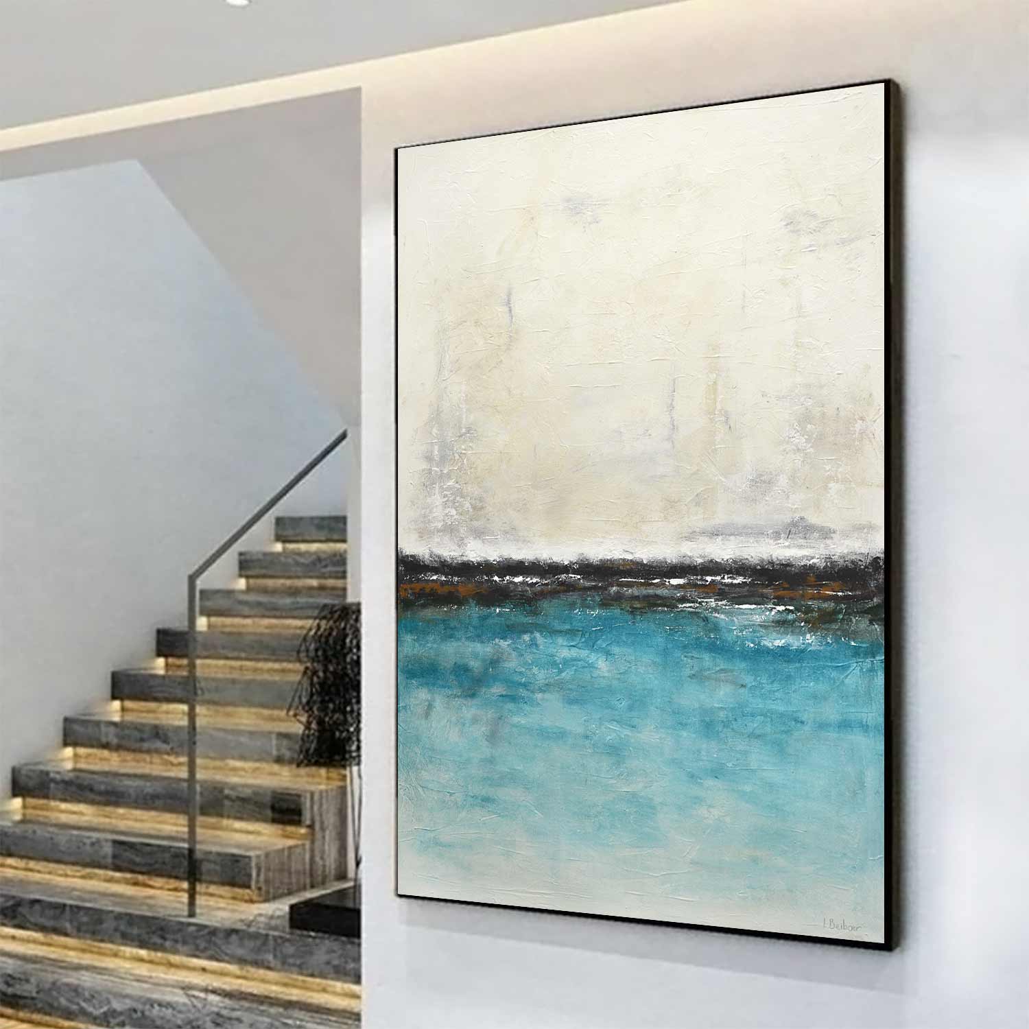 Ocean Blue Beach House Abstract Painting "Escape"