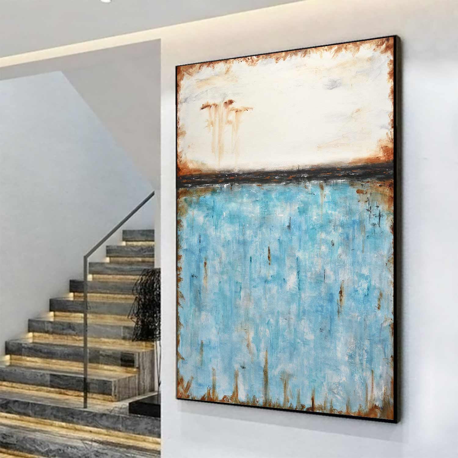 Turquoise Art Oversized Abstract "Live Forever"