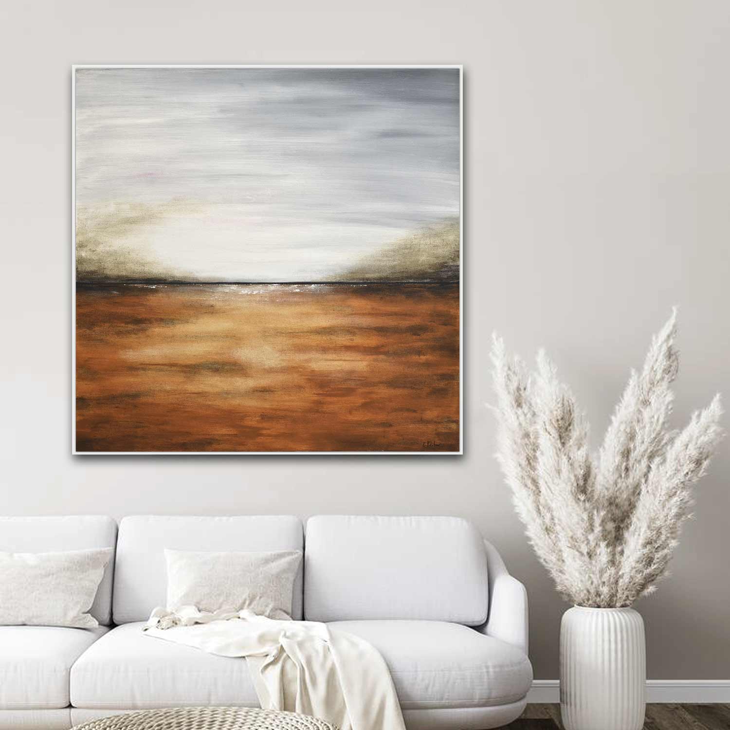 Sienna Amber Landscape Oil Painting "The Change"