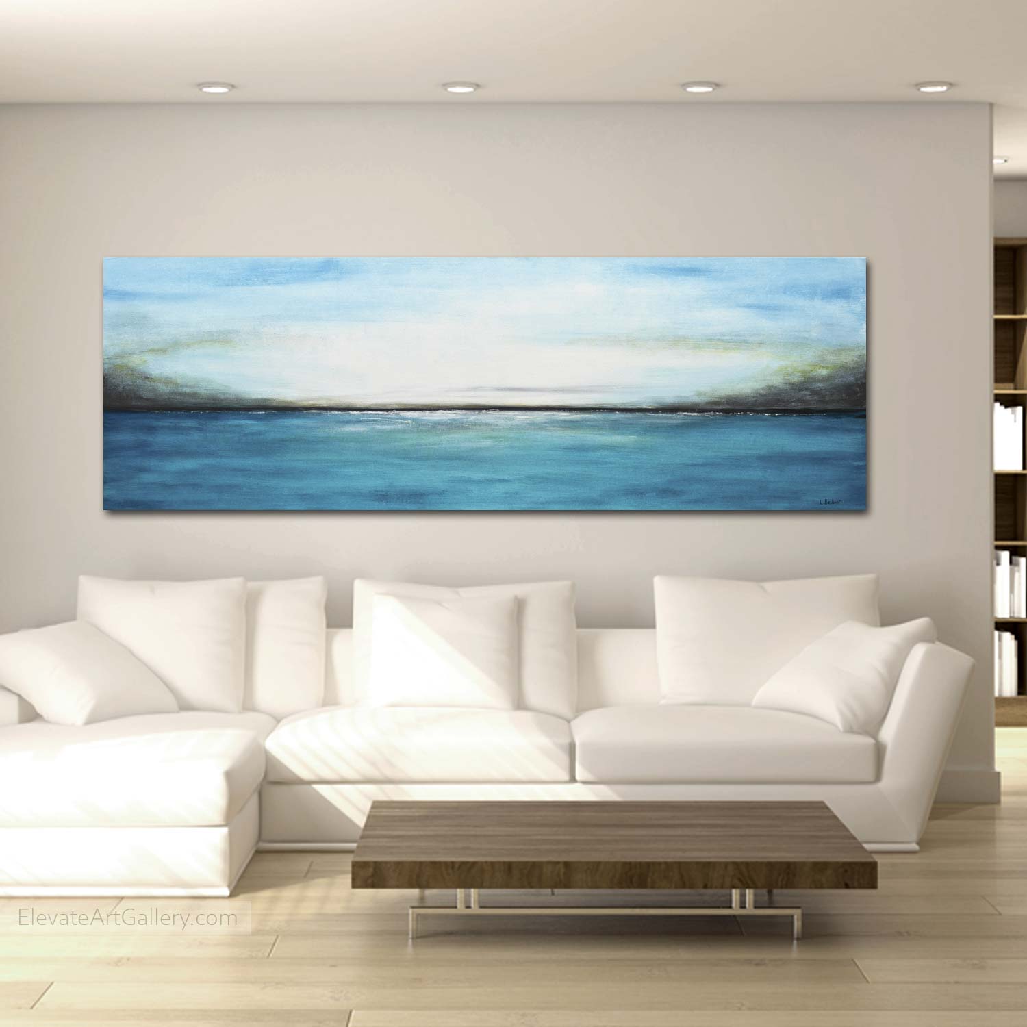 Panoramic Blue Large Framed Art "Into the Blue"